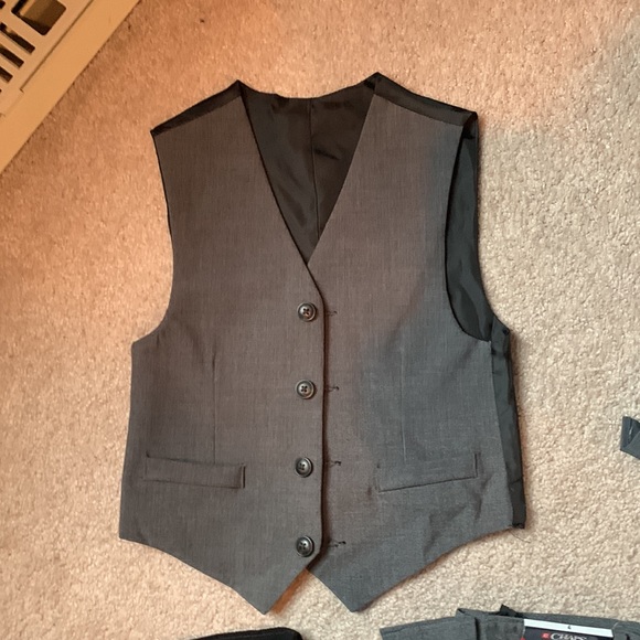 Chaps Boys size 4 lot of dress clothes grey/black reversible vest set - Picture 7 of 8